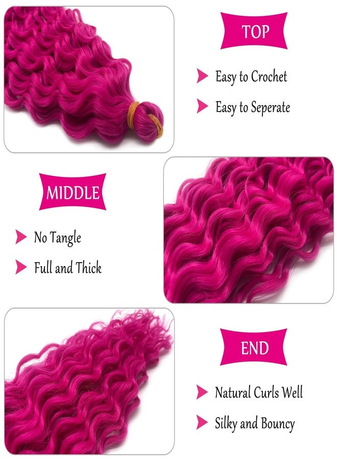 UPerfe Magenta Curly Ocean Wavy Braiding Hair Deep Wave Crochet Hair for Black Women 24 Inch 2 Packs Pink Boho Hair for Braiding Soft Curls for Boho Braids Extensions - Image 2